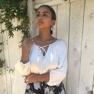 Vintage Tan Top w Gem Ties